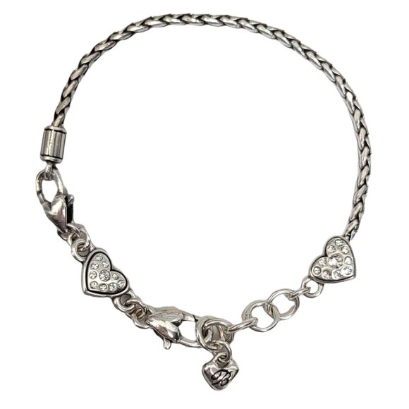 Brighton Silver Tone Heart Slide Charm Chain Bracelet,  7.75” - Picture 2 of 6